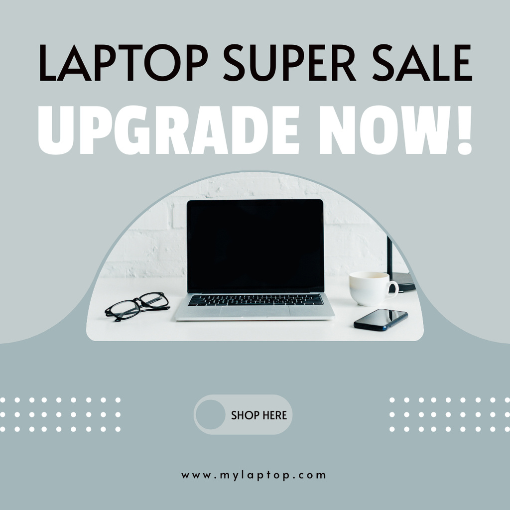 Laptop Super Sale Announcement Instagram Design Template