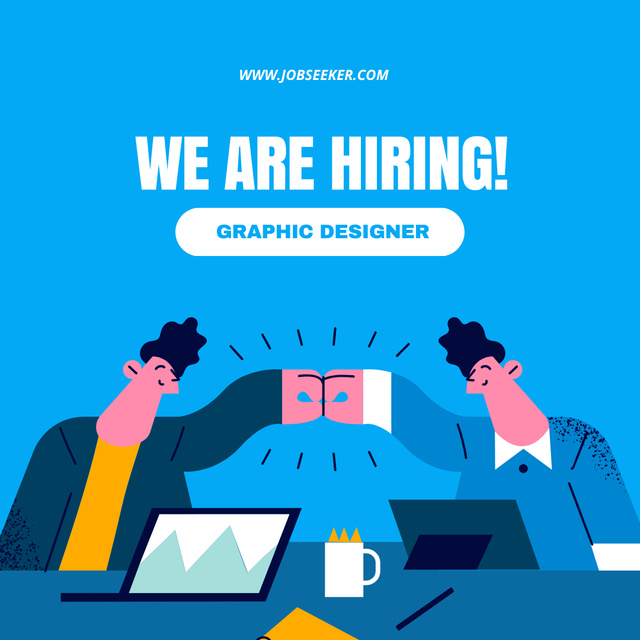 Hiring of Graphic Designer with Coworkers Instagram Tasarım Şablonu
