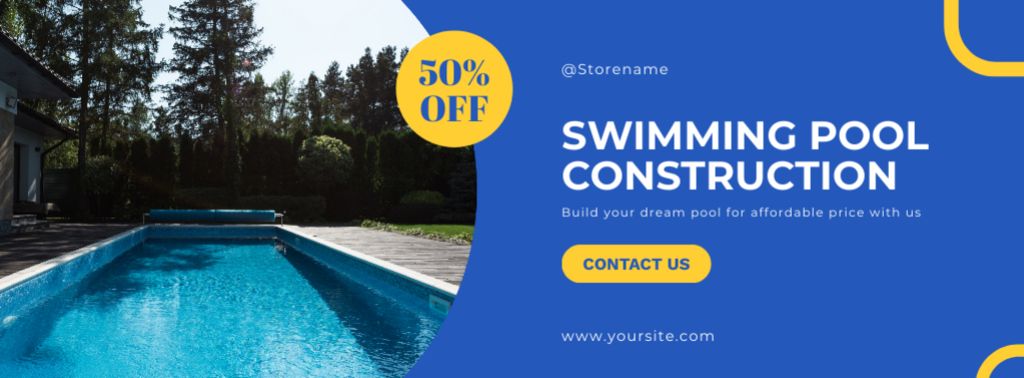 Designvorlage Swimming Pool Construction Services Offers für Facebook cover