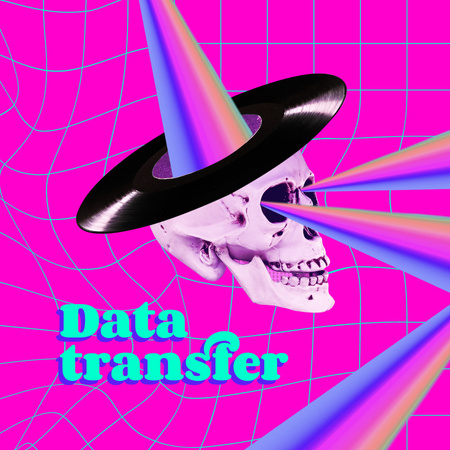 Funny Skull with Vinyl on Head Instagram Design Template