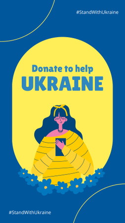 Designvorlage spenden, um der ukraine mit frau zu helfen für Instagram Story