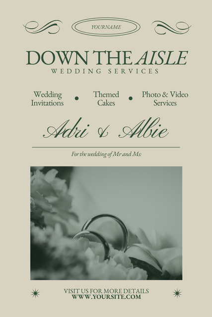 Modèle de visuel Wedding Announcement with Wedding Rings - Pinterest
