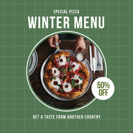 Designvorlage Pizzeria Special Winter Menu Offer für Instagram AD
