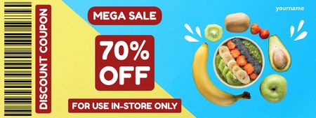 Grocery Store Special Offer with Box of Fruit Coupon Design Template