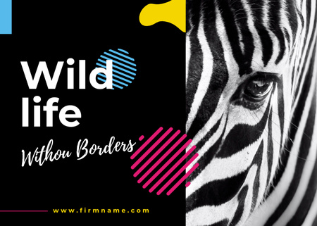 Wild zebra animal Postcard 5x7in Design Template
