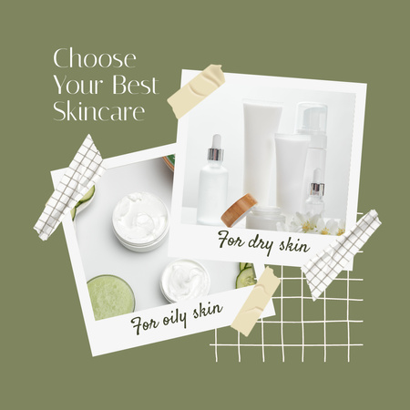 Skincare Offer with Cosmetic Bottles Instagram Design Template