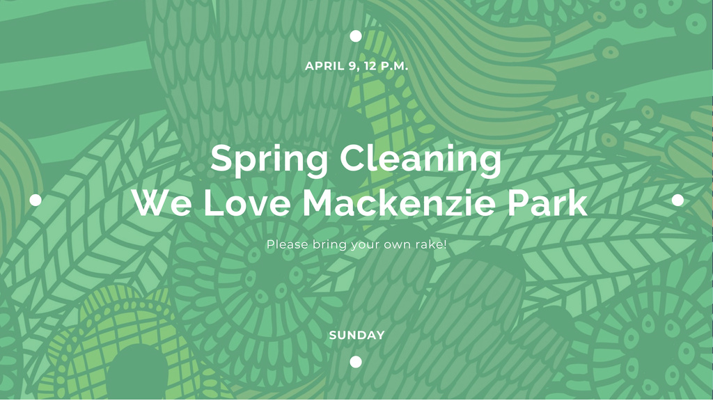 Spring Cleaning Event Invitation with Green Floral Texture Youtube Modelo de Design