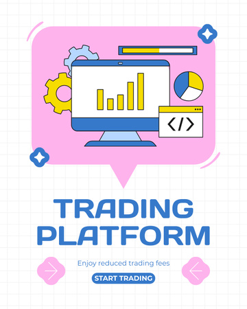 Template di design Promo della piattaforma di trading funzionale Instagram Post Vertical