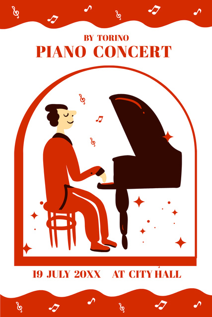 Ontwerpsjabloon van Pinterest van Classical Piano Concert Promotion In Summer
