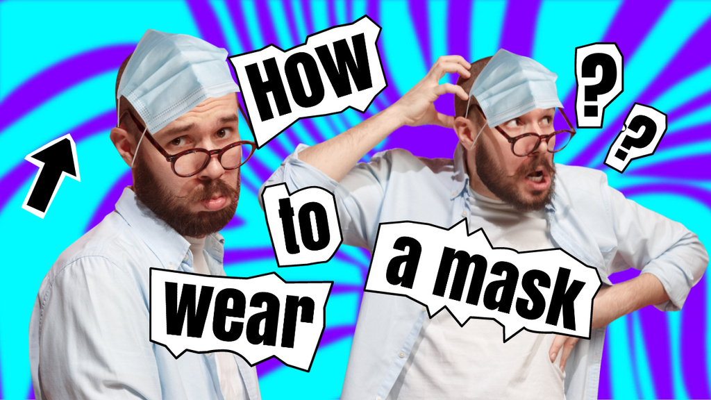 Plantilla de diseño de Blog Promotion with Funny Man in Face Mask Youtube Thumbnail 