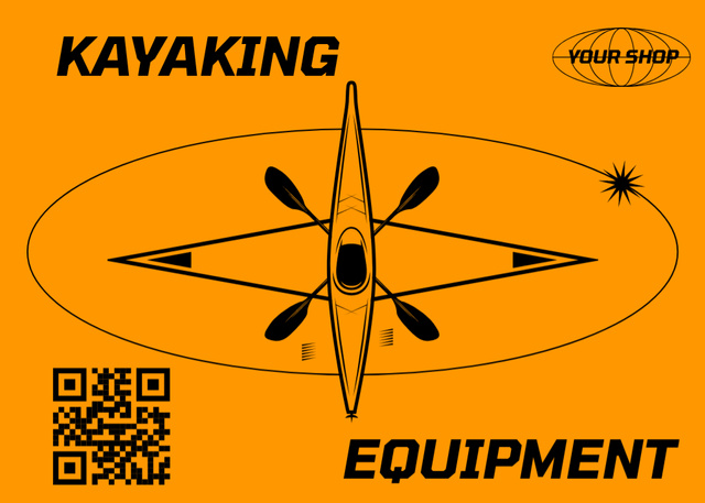 Kayaking Equipment Sale with Illustration Postcard 5x7in – шаблон для дизайну