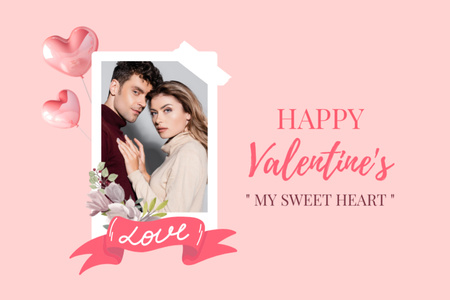 Valentine's Day Greeting Card Postcard 4x6in Design Template