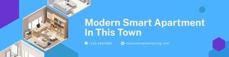Ontwerpsjabloon van LinkedIn Cover van Modern Smart Apartment LinkedIn Cover