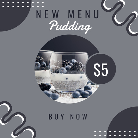 Offer Prices for New Pudding Menu Instagram Design Template
