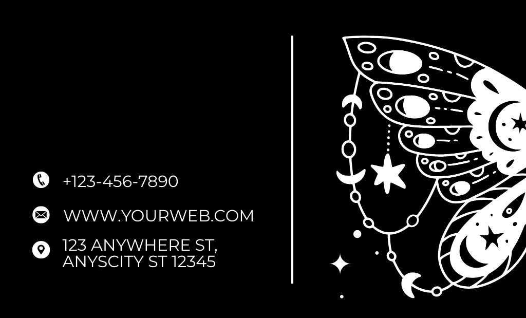 Illustration of Butterfly on Ad of Tattoo Studio Business Card 91x55mm Design Template