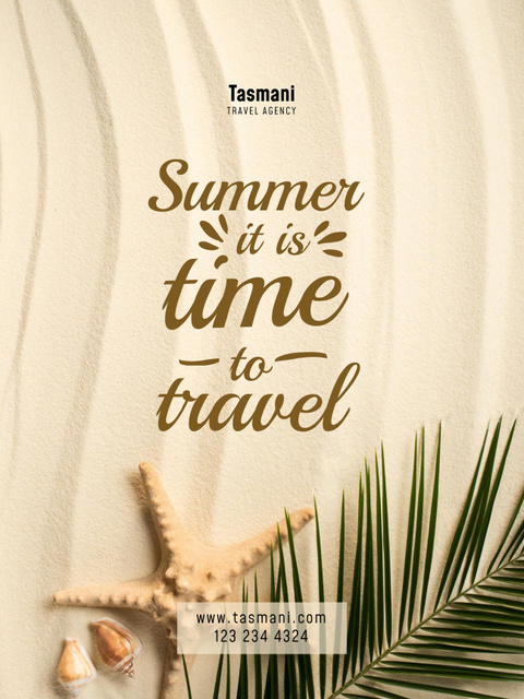 Summer Travel Inspiration with Palm Leaves on Sand Poster 36x48in Šablona návrhu