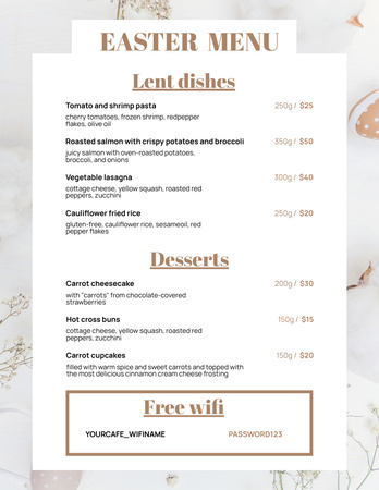 Easter Special Offer of Festive Dishes Menu 8.5x11in Design Template