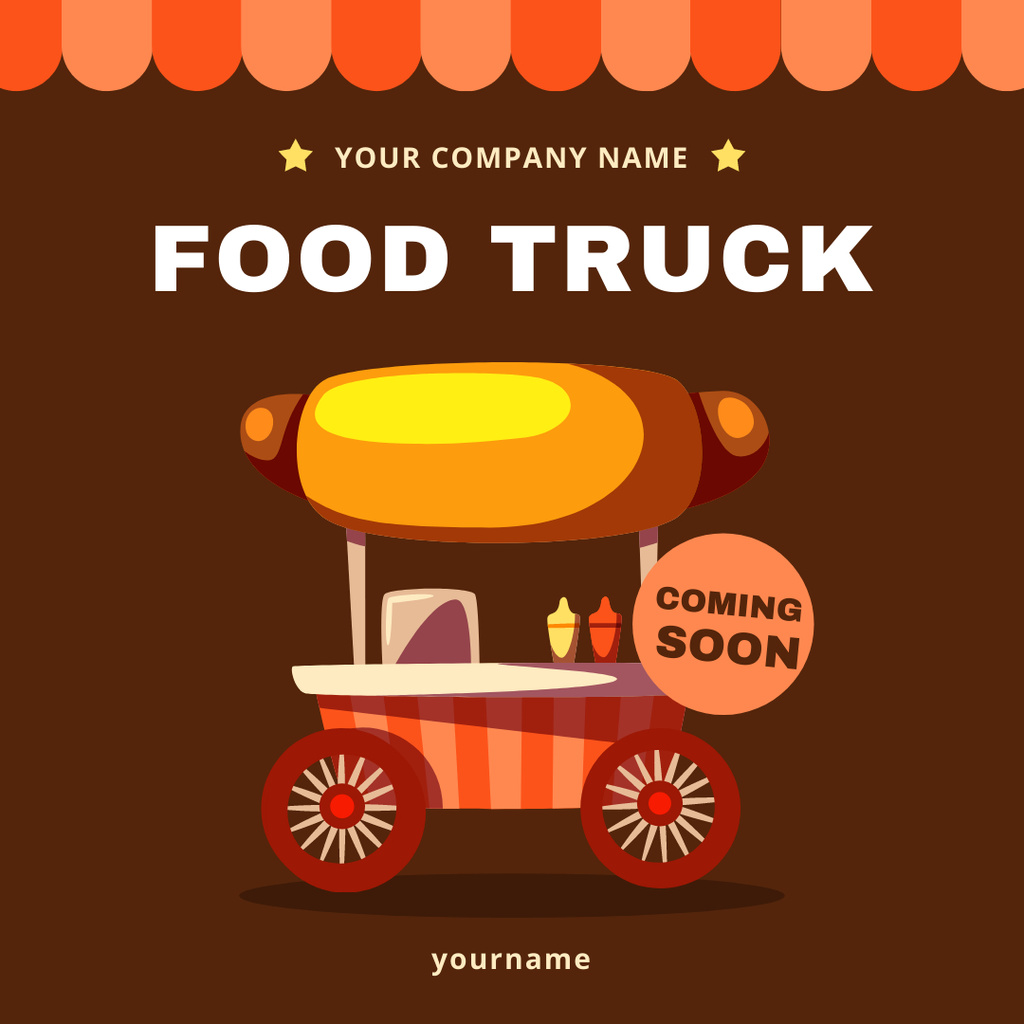 Designvorlage Street Food Ad with Hot Dog Illustration für Instagram