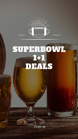Plantilla de diseño de super bowl oferta especial con vasos de cerveza Instagram Story 