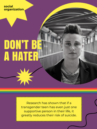 Supportive Social Organization About Hate And Research Poster US Design Template