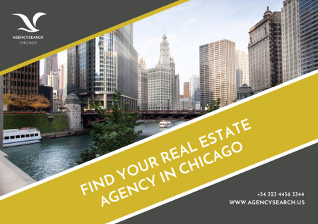 Real Estate in Chicago Advertisement Poster B2 Horizontal Πρότυπο σχεδίασης