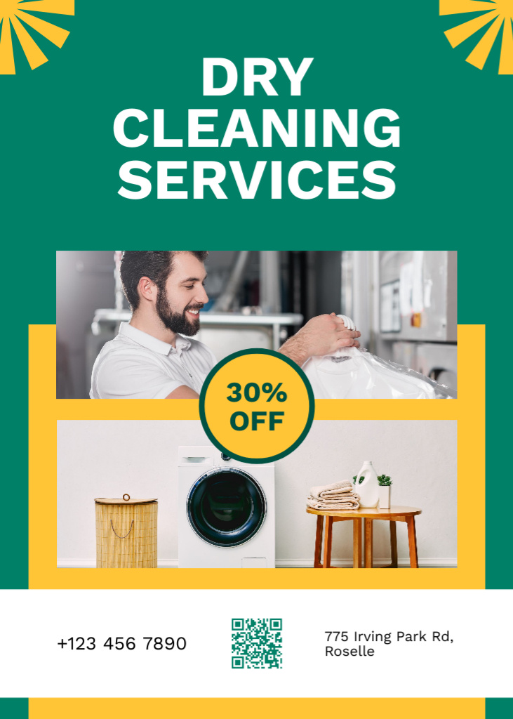 Offer of Dry Cleaning Services and Laundry Flayerデザインテンプレート