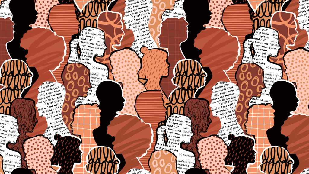 Ontwerpsjabloon van Zoom Background van World Day for Cultural Diversity Announcement with Human Profiles Pattern