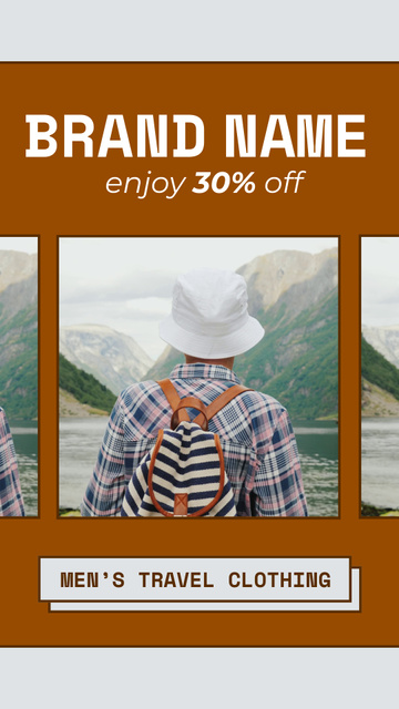 Designvorlage Discount on Clothes with Tourist in Mountains für TikTok Video