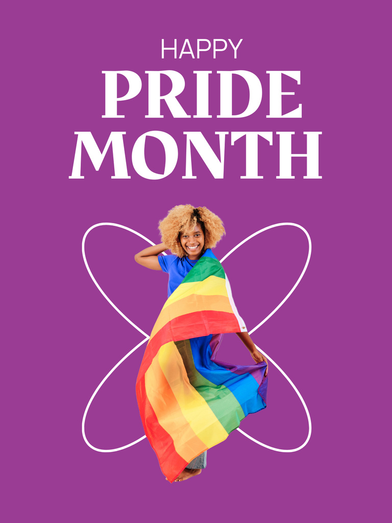 Pride Month Greeting With LGBT Flag In Purple Poster US Design Template