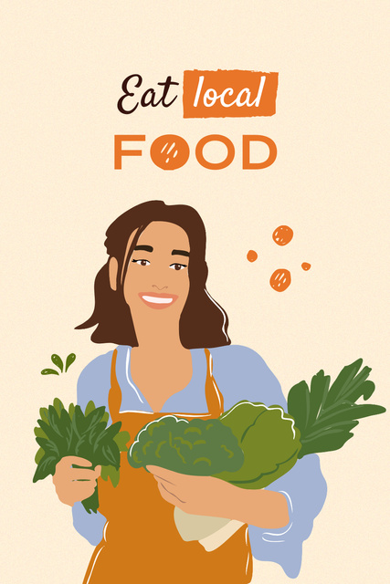 Vegan Lifestyle Concept with Woman holding Vegetables Pinterest Πρότυπο σχεδίασης