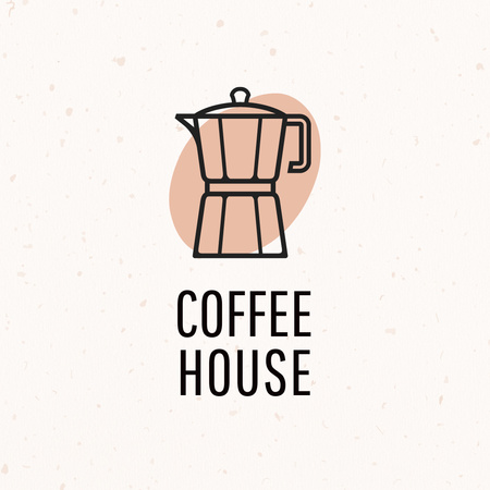 Coffee Shop Ad with Coffee Maker Logo Design Template