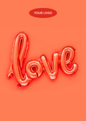 Valentine's Day Wishes with Balloon in Shape of Word Love