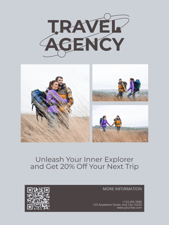 Collage of Travel to Wilderness on Grey Poster US Design Template