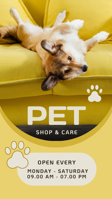 Pet Shop and Care with Schedule Promotion Instagram Story Modelo de Design