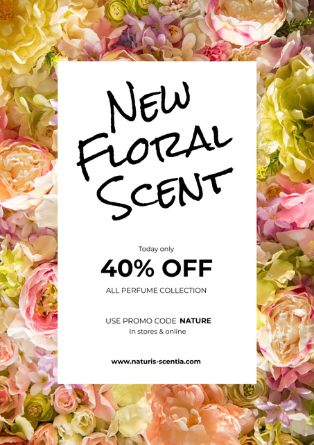 Platilla de diseño Discount on New Floral Fragrance Perfume Poster B2