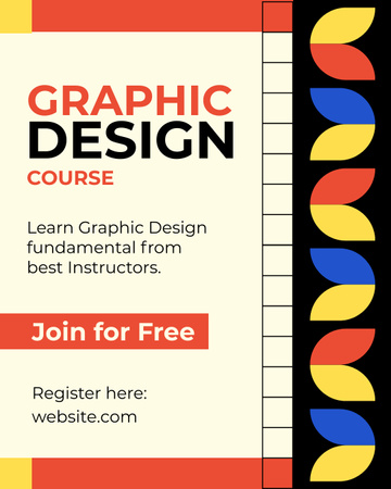 Graphic Design Course Offer with Bright Ornament Instagram Post Vertical Design Template