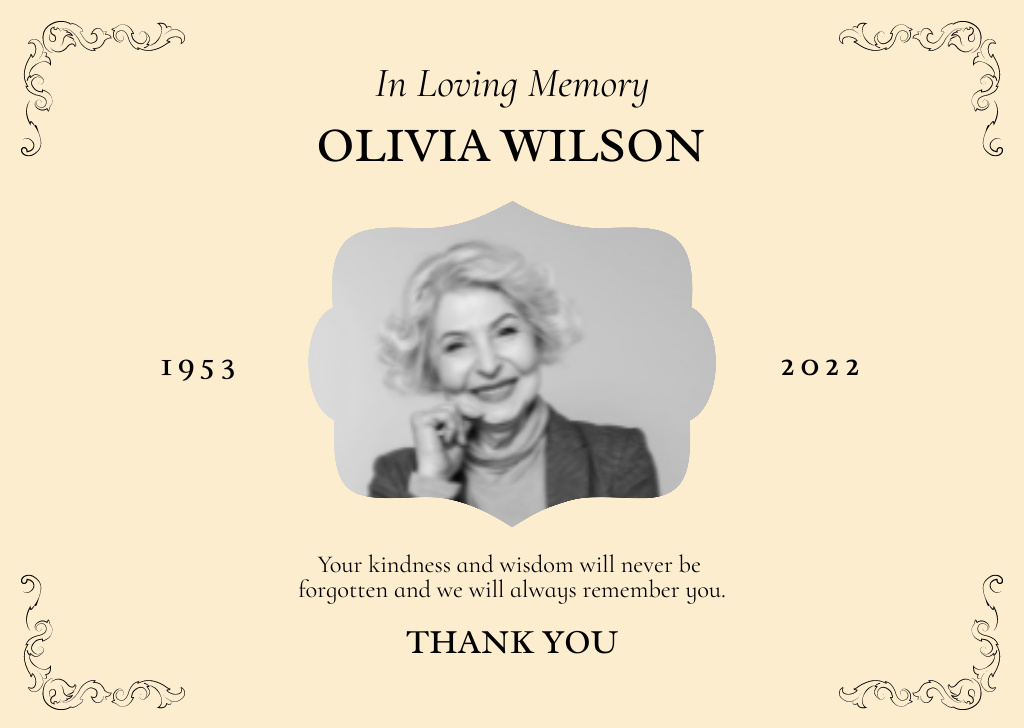 Szablon projektu Condolence Phrase for Old Woman Card