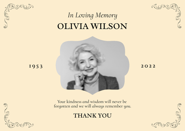Platilla de diseño Condolence Phrase for Old Woman Card