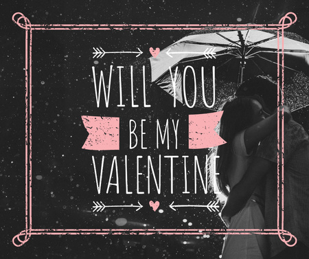 Valentine's Day Couple under umbrella Facebook Design Template