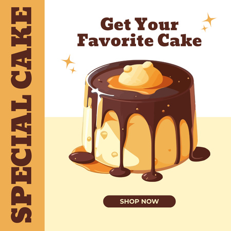 Ваша улюблена пропозиція тортів на жовтому Instagram – шаблон для дизайну