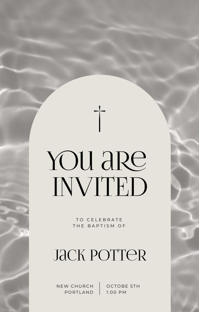 Christening Celebration Announcement With Christian Cross Invitation 4.6x7.2in Design Template