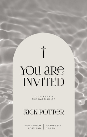 Baptism Celebration Announcement with Christian Cross Invitation 4.6x7.2in Design Template