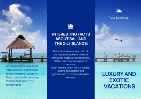 Vacations Best Offer with Crystal Blue Water Brochure Din Large Z-fold – шаблон для дизайну