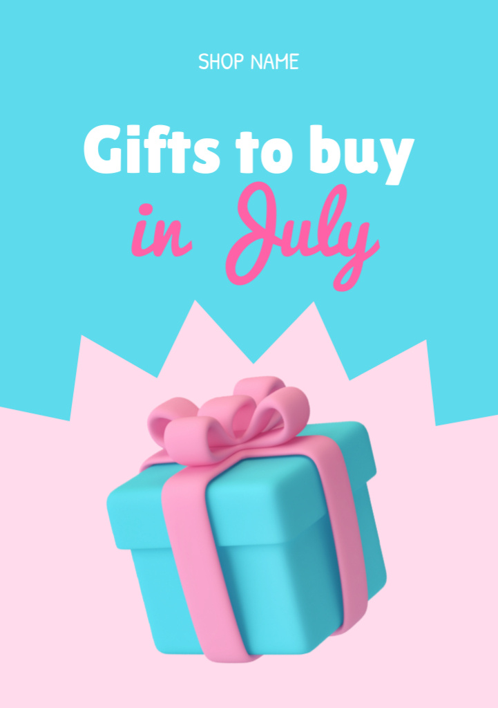 Lovely Christmas Gifts in July Promotion In Blue Flyer A5 Modelo de Design
