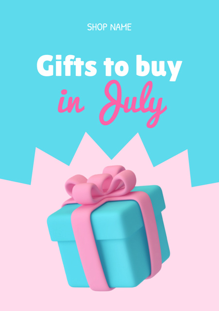 Lovely Christmas Gifts in July Promotion In Blue Flyer A5 Tasarım Şablonu