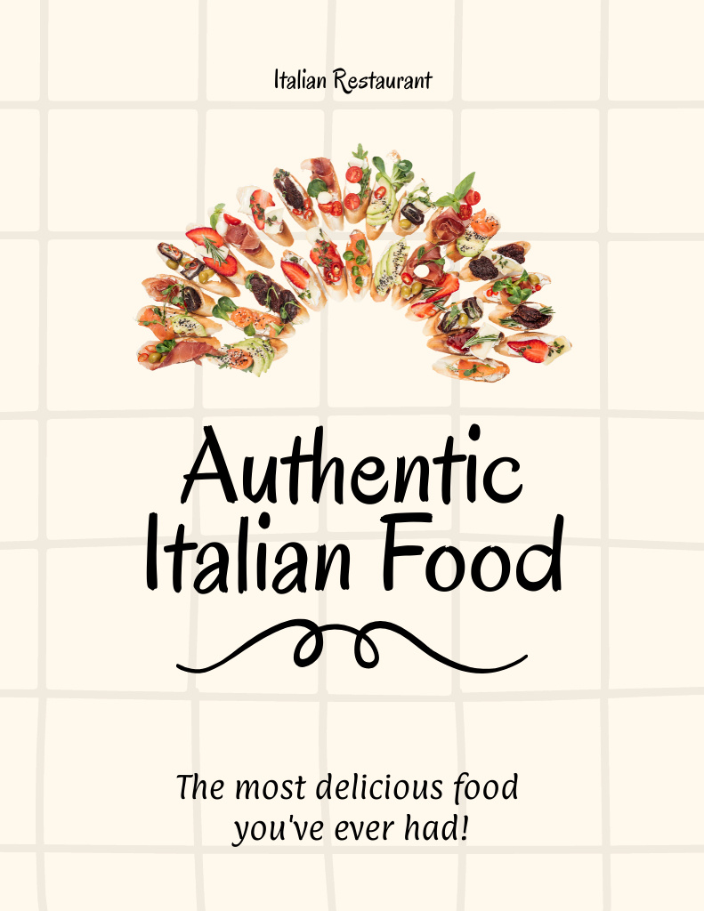 Awesome Italian Food In Restaurant Offer Flyer 8.5x11in Tasarım Şablonu