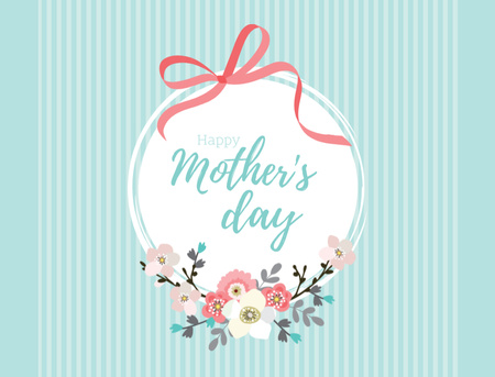 Happy Mother's Day Greeting With Tender Ribbon Postcard 4.2x5.5in Design Template