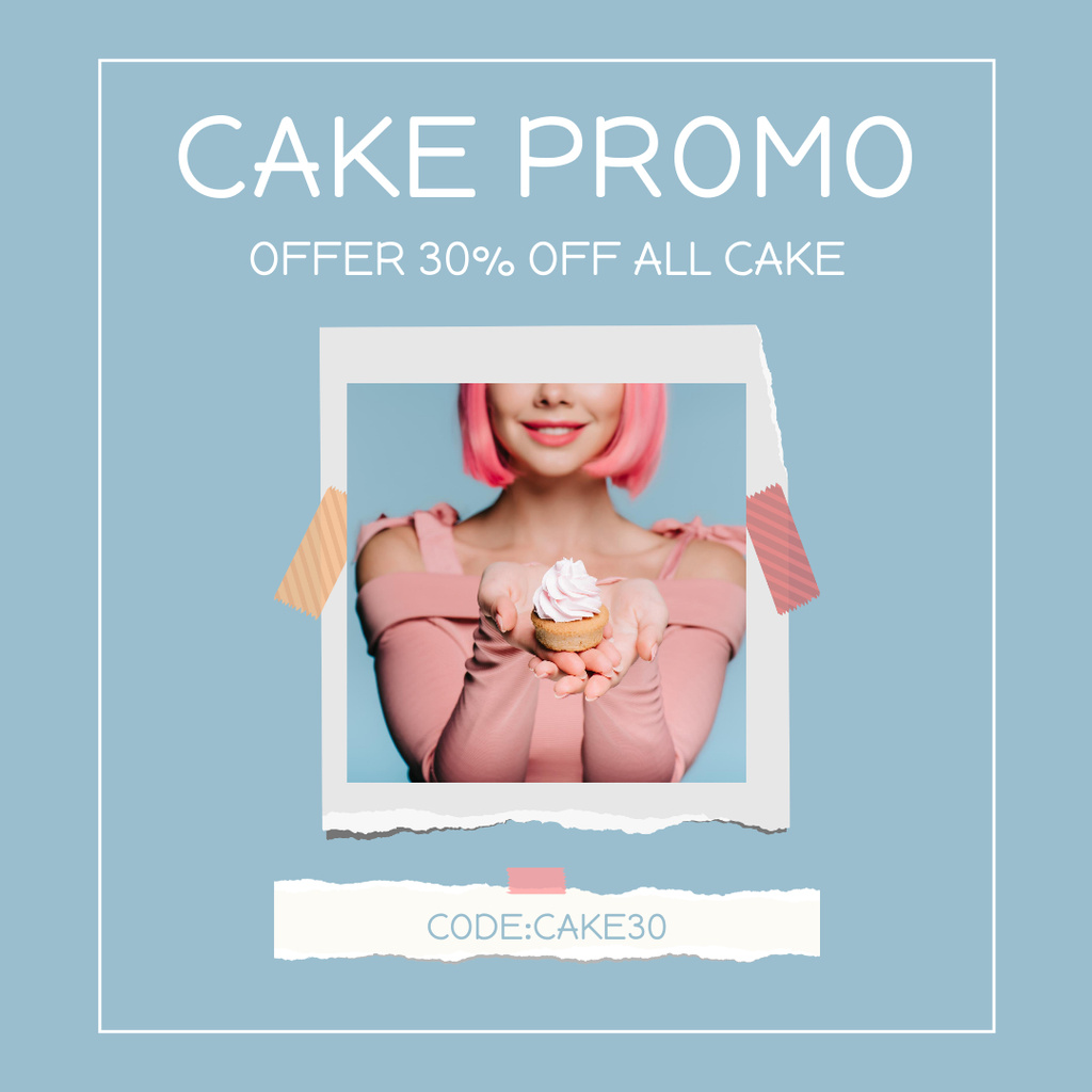 Tasty Cake Offer with Discount Instagram AD Design Template