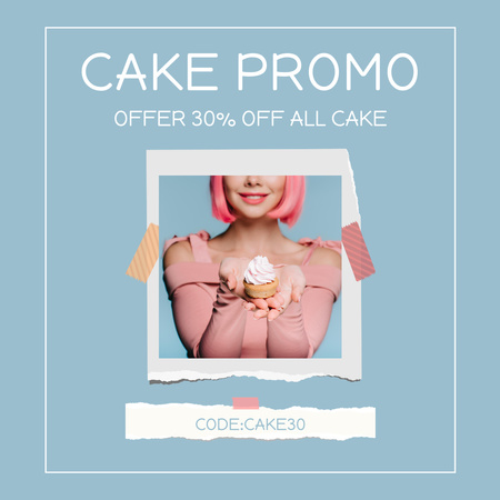 Modèle de visuel Offre de gâteaux savoureux avec réduction - Instagram AD