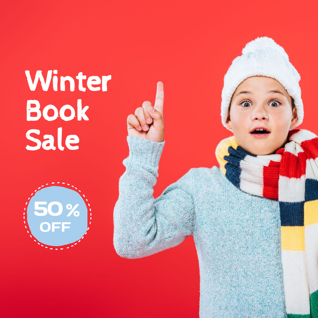 Ontwerpsjabloon van Instagram van Winter Books Sale Announcement